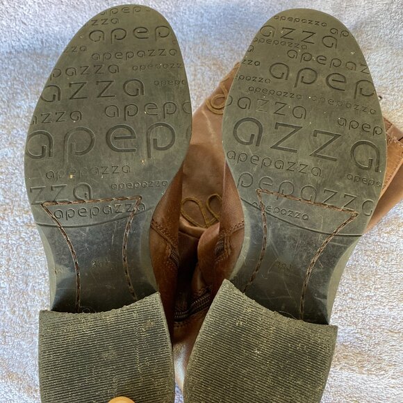 Apepazza Brown Leather Embroidered Knee High Boots Size 38.5 Regale SIZE 8 - Picture 6 of 10